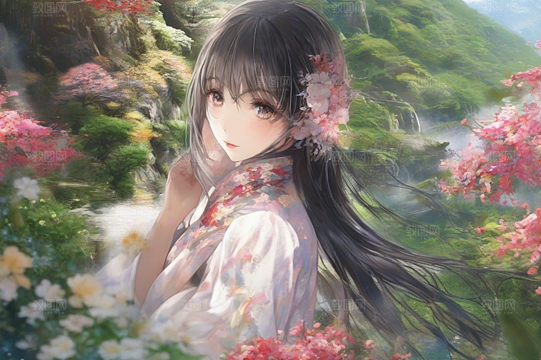 绚丽背景中的绝美女子尽显风采
