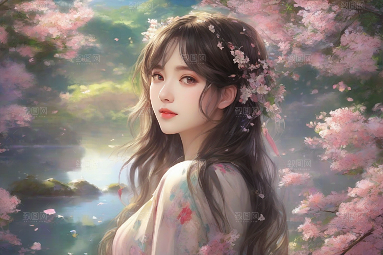 魅力女子独步绚丽背景的绝妙时刻