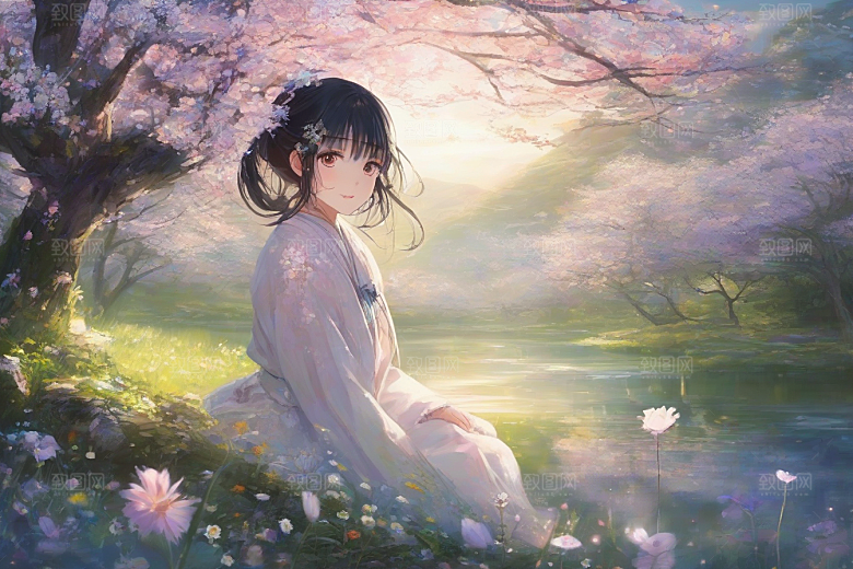 绚丽背景中的绝美女子尽显风采