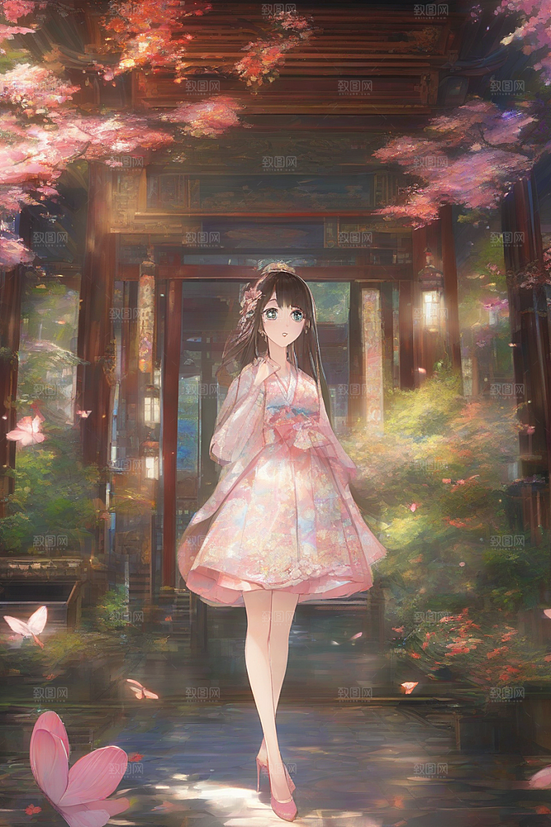魅力女子独步绚丽背景的绝妙时刻