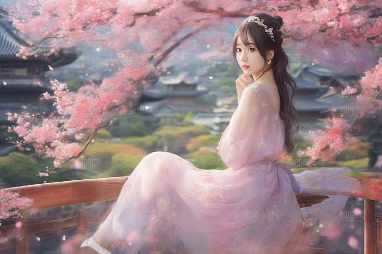 魅力女子独步绚丽背景的绝妙时刻