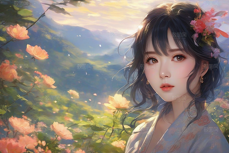 魅力女子独步绚丽背景的绝妙时刻