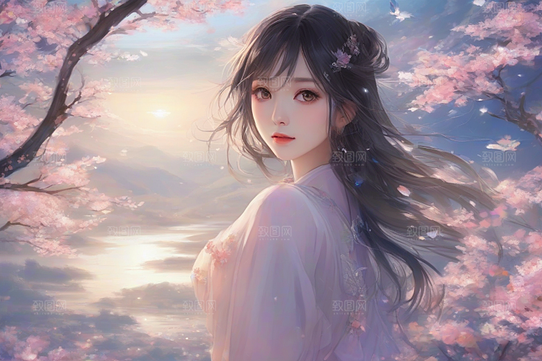 美艳女子与绝美背景的完美呈现