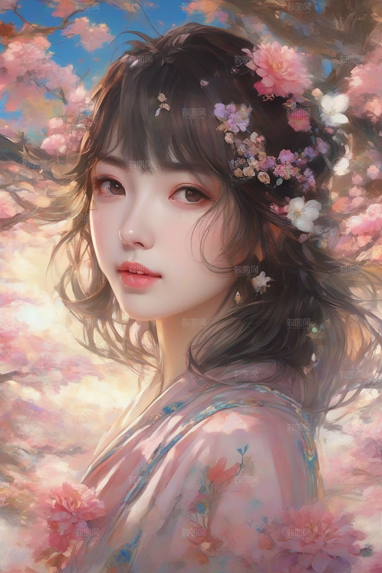 绚丽背景中的迷人女子展现绝佳姿态