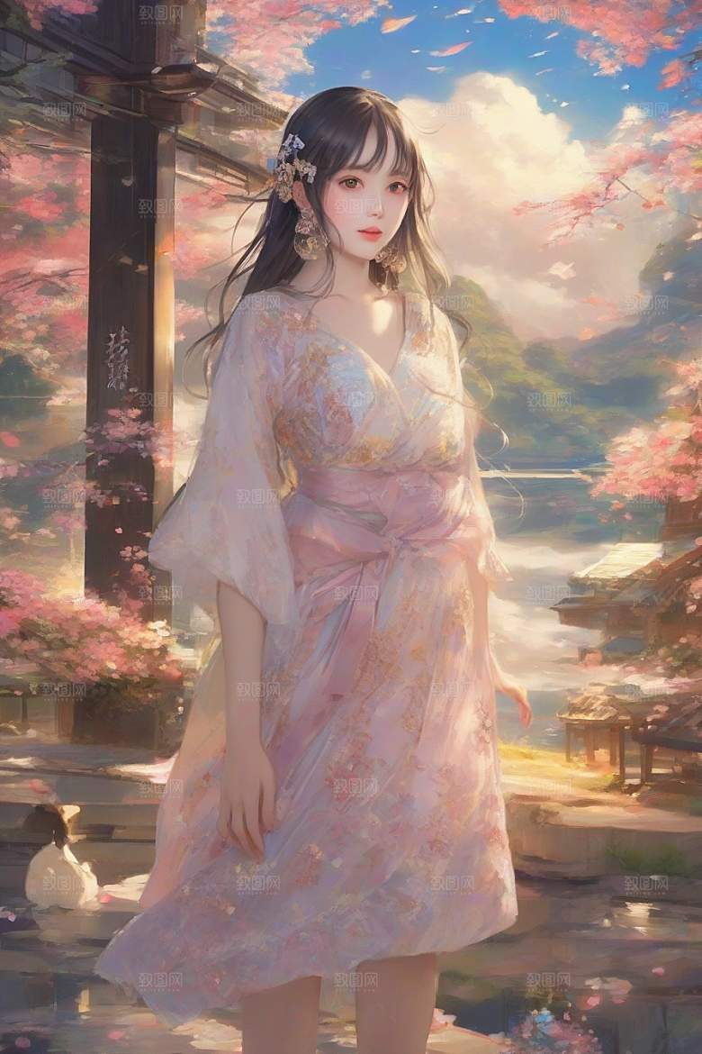 美艳女子与绝美背景的完美呈现