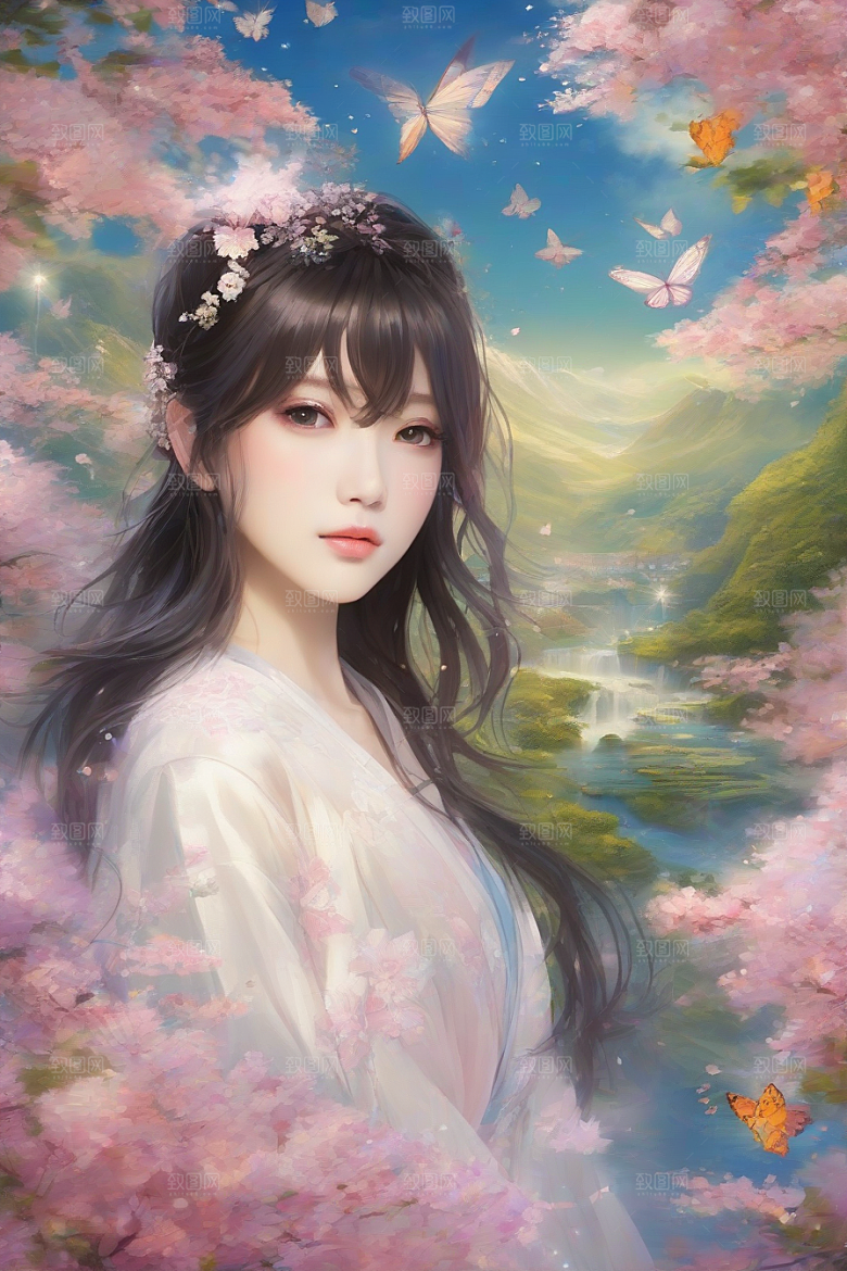美艳女子与绝美背景的完美呈现
