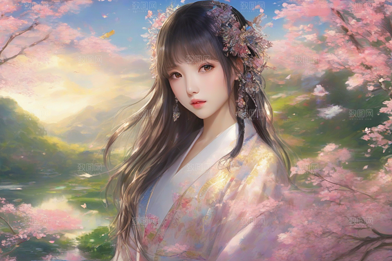 美艳女子与绝美背景的完美呈现