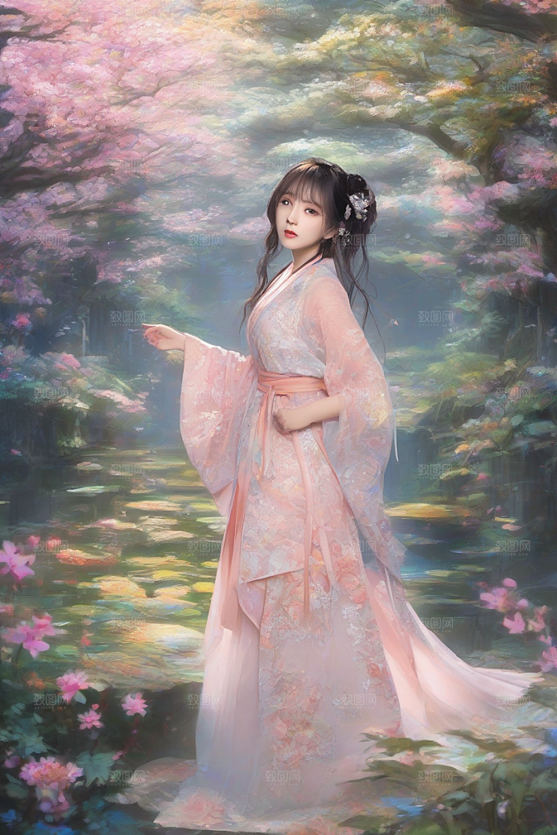 美艳女子与绝美背景的完美呈现