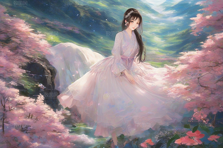 美艳女子与绝美背景的完美呈现