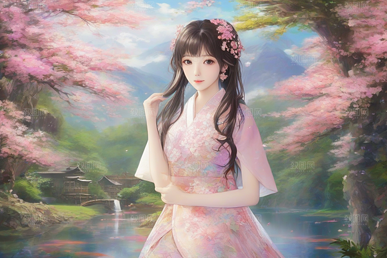 绚丽背景中的迷人女子展现绝佳姿态