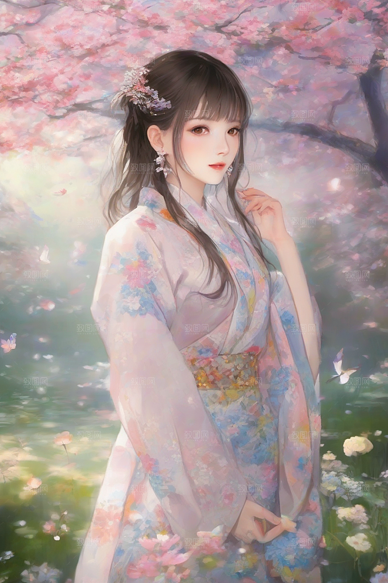 绚丽背景中的迷人女子展现绝佳姿态