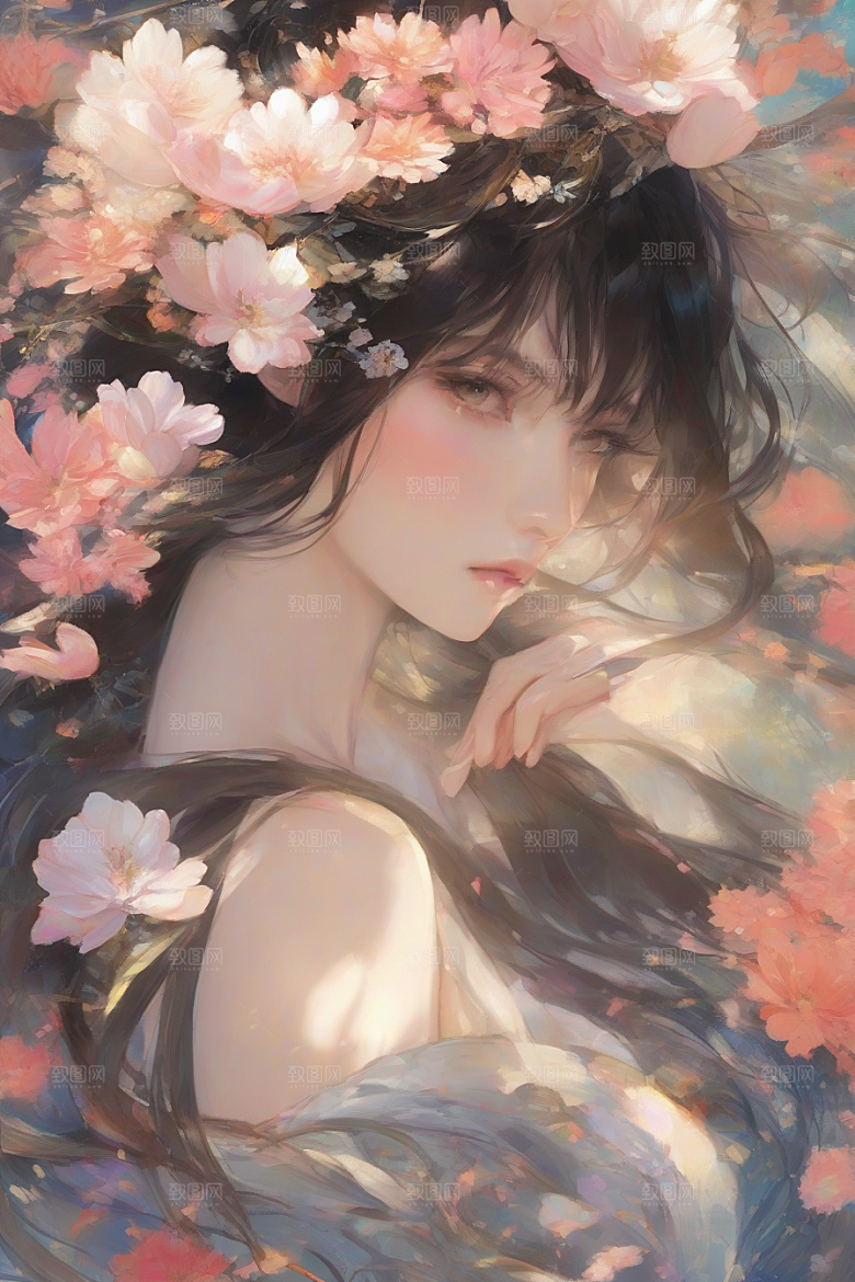 绝美女子与绚丽背景的完美结合