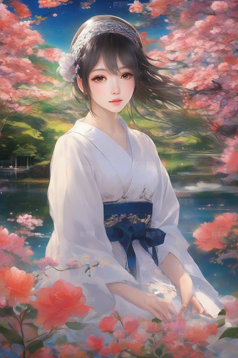 绝美女子与绚丽背景的完美结合