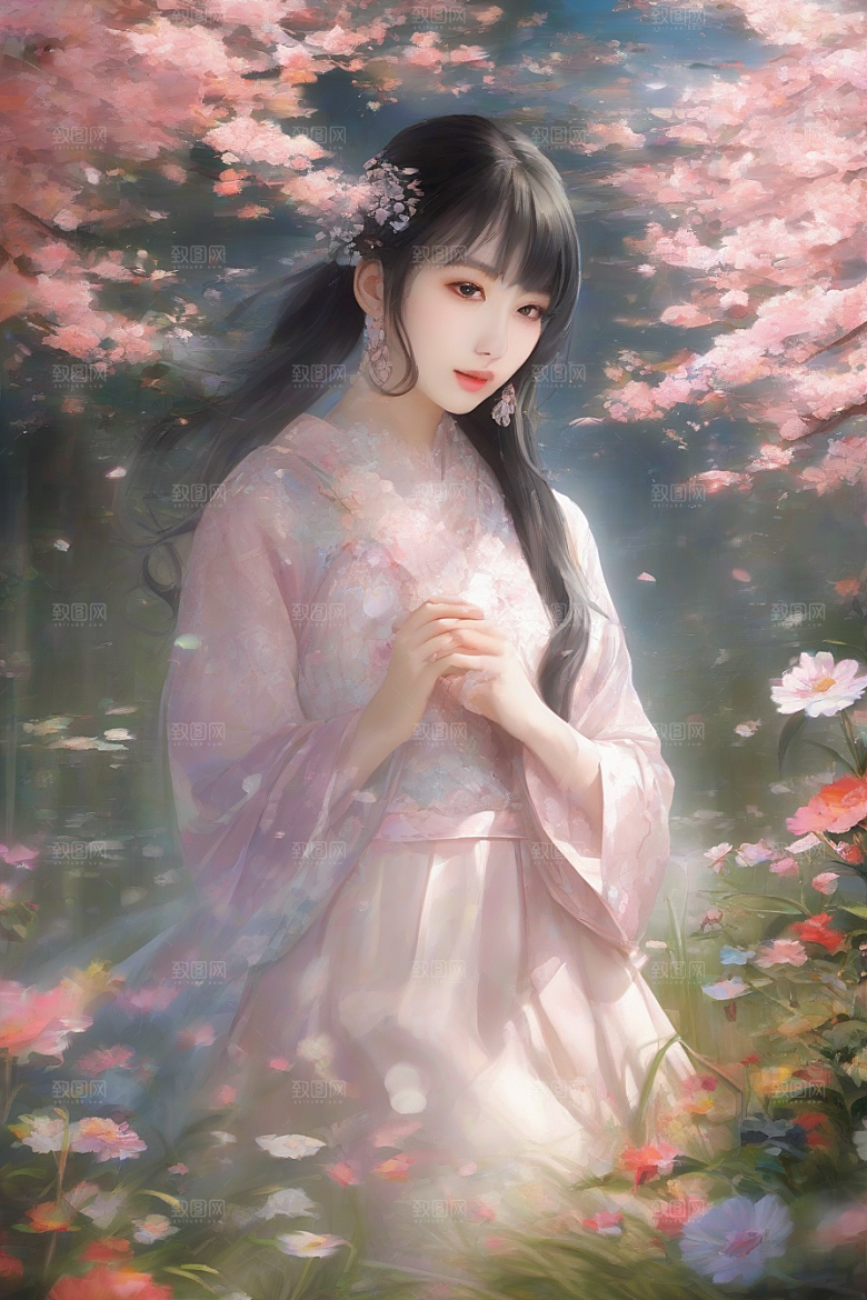 绝美女子与绚丽背景的完美结合