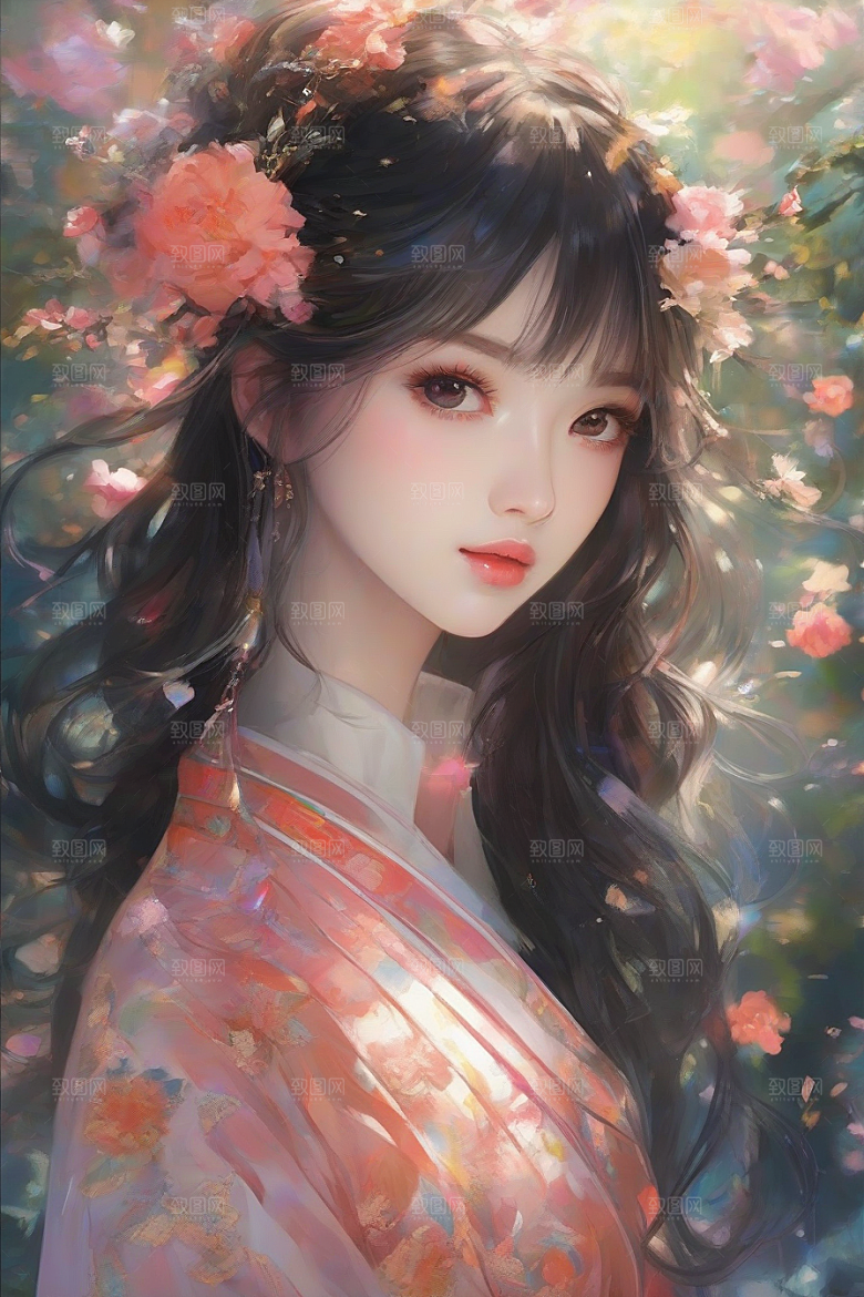 绝美女子与绚丽背景的完美结合