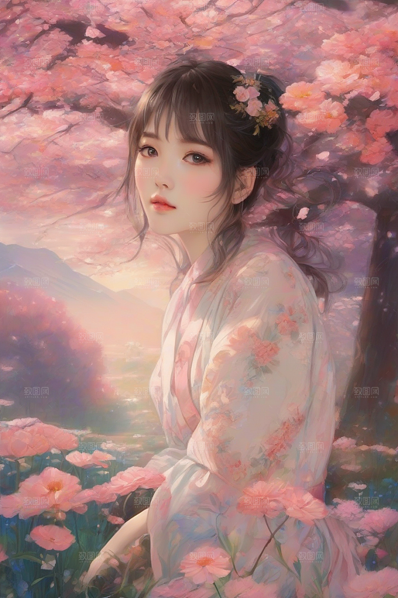 完美背景中的绝世美女尽显神采