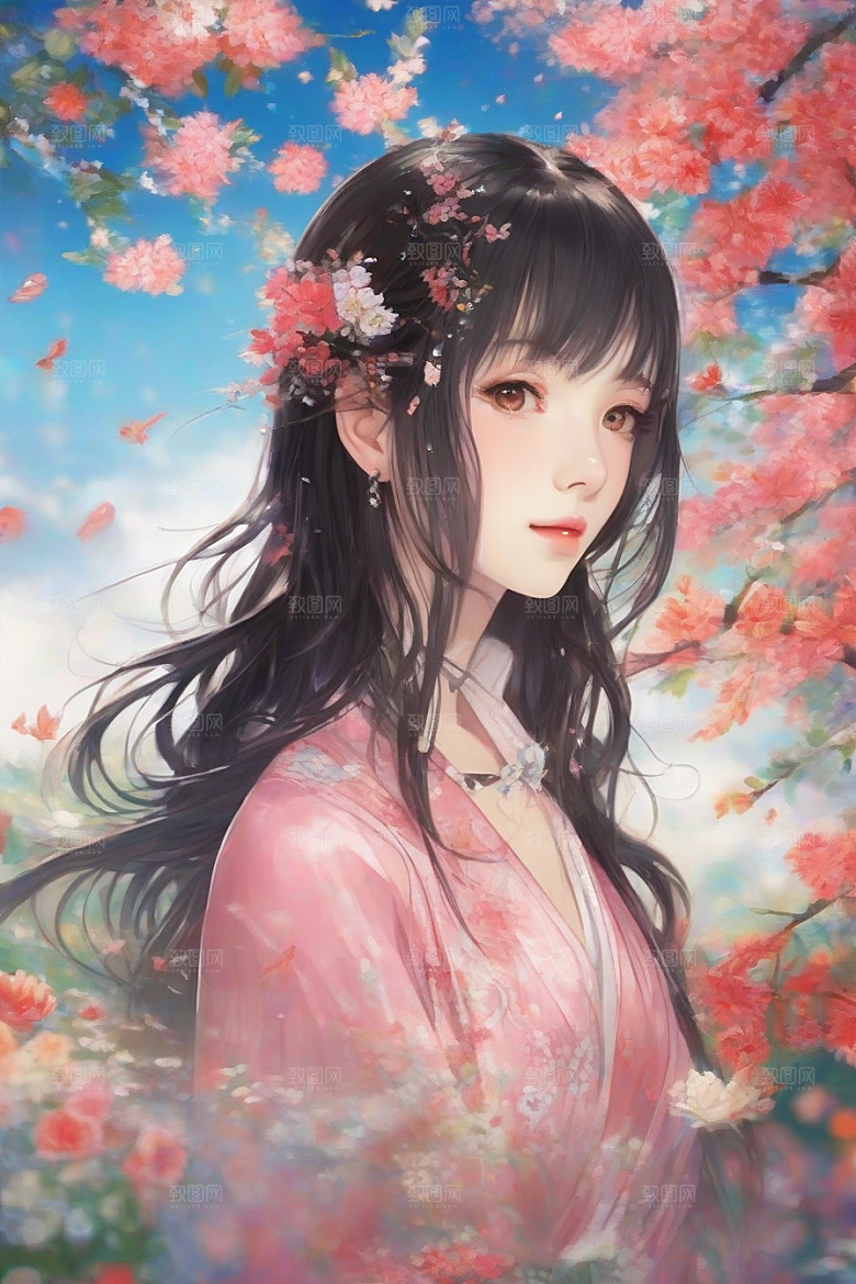 风情女子独占绚丽背景的美妙时刻