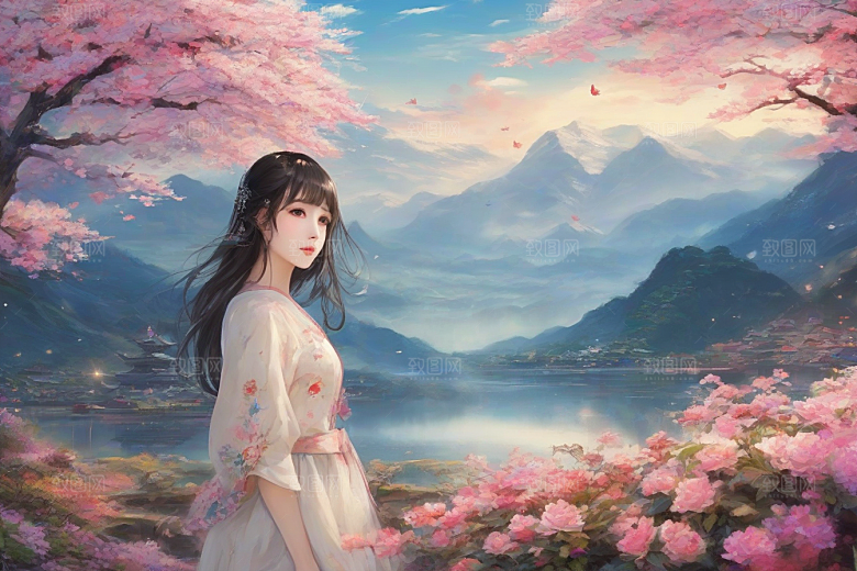 完美背景中的绝世美女尽显神采