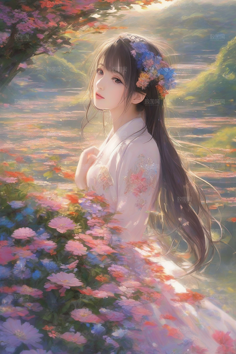 完美背景中的绝世美女尽显神采