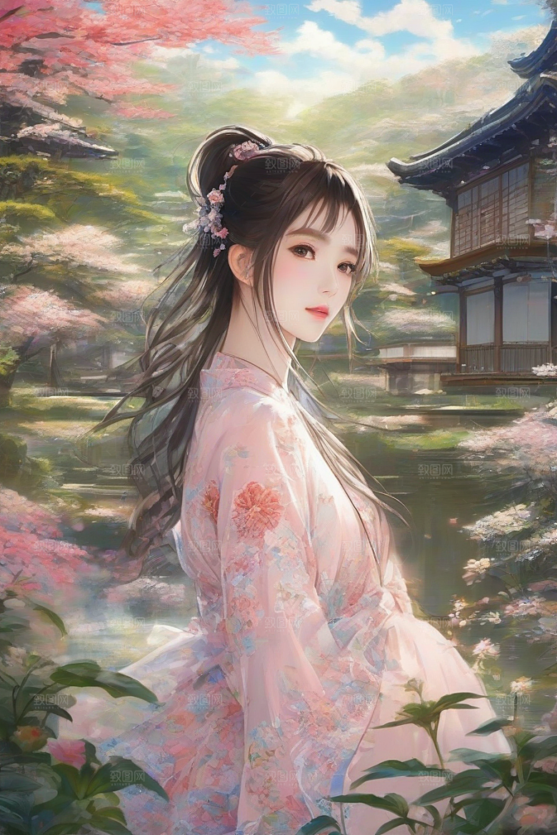 完美背景中的绝世美女尽显神采