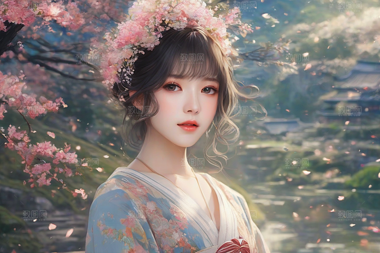 完美背景中的绝世美女尽显神采