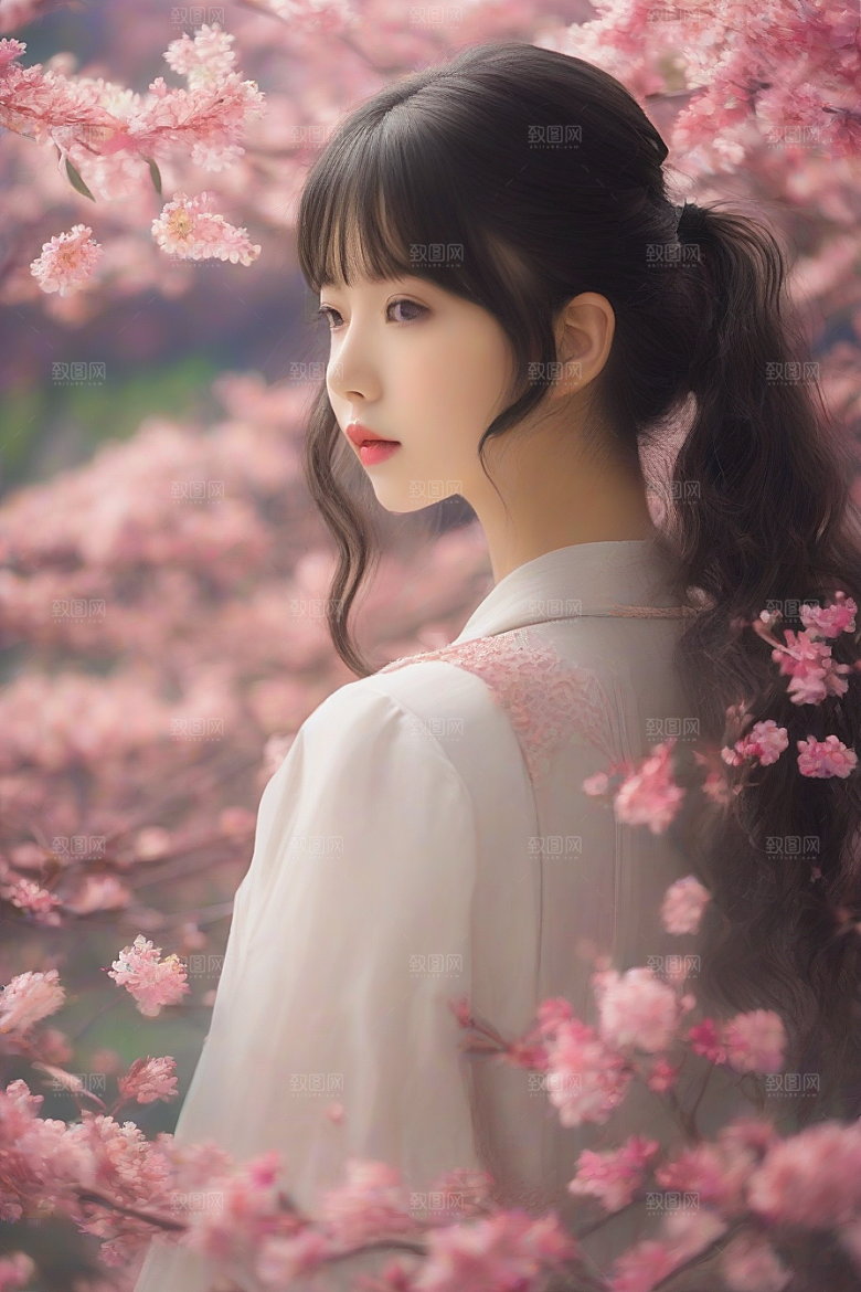 风情女子独占绚丽背景的美妙时刻