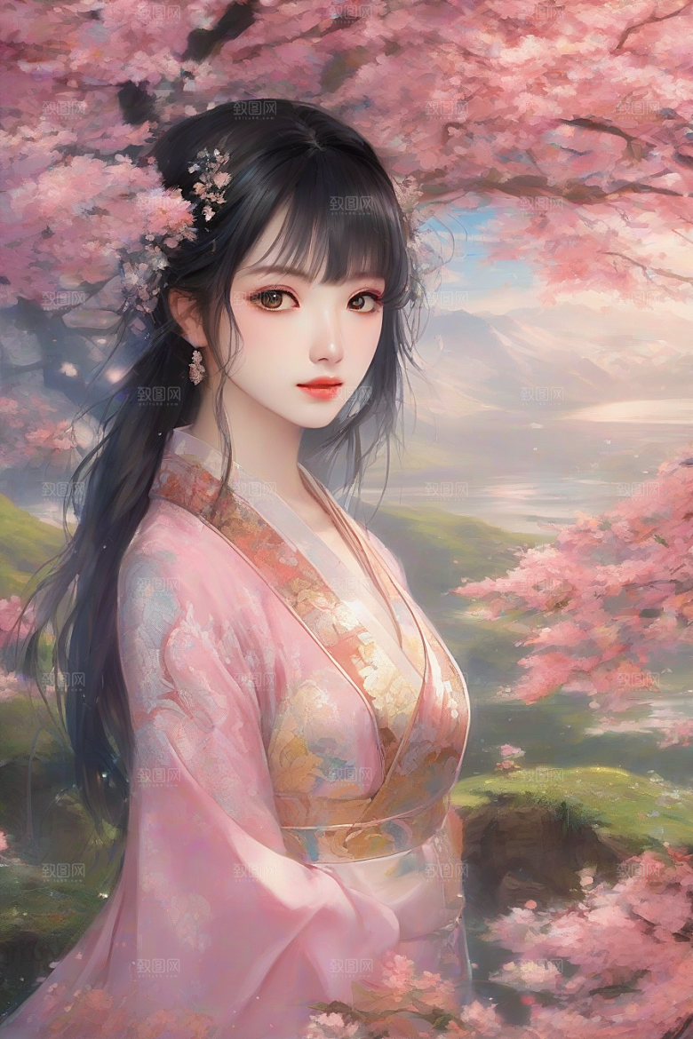 风情女子独占绚丽背景的美妙时刻