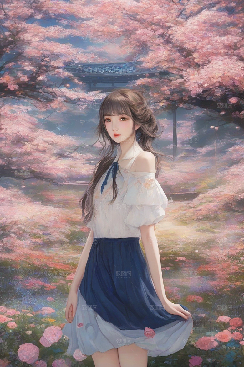 风情女子独占绚丽背景的美妙时刻