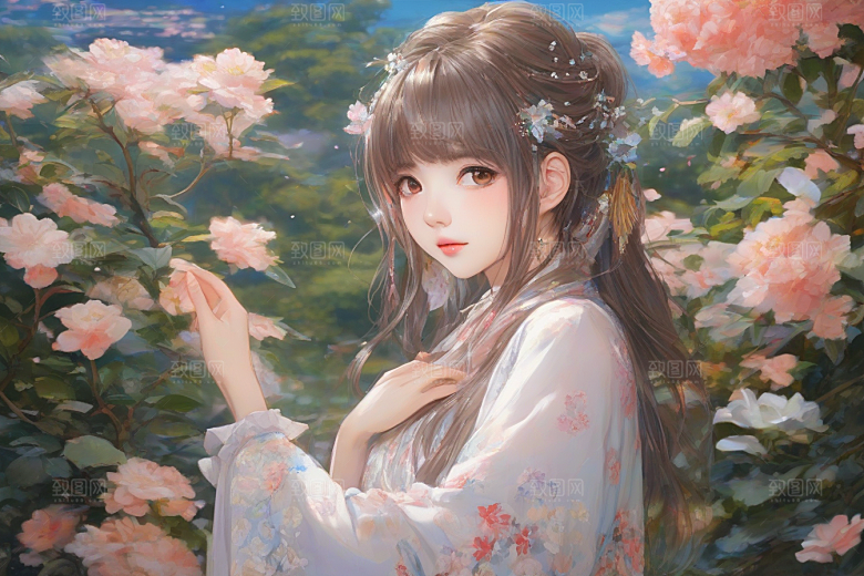 完美背景中的绝世美女尽显神采