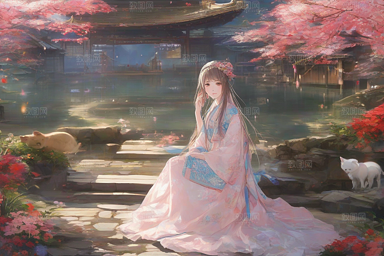 完美背景中的绝世美女尽显神采