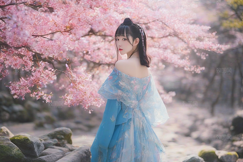 完美背景中的绝世美女尽显神采