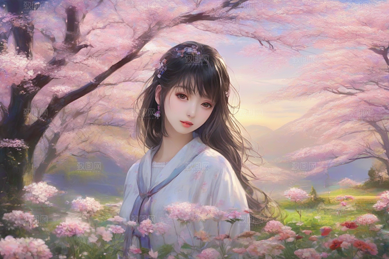 风情女子独占绚丽背景的美妙时刻