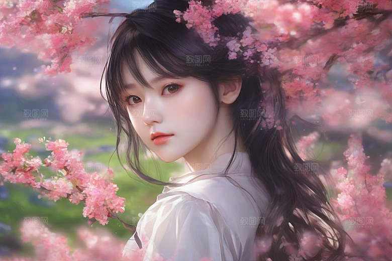 美丽少女与绚丽背景的完美碰撞