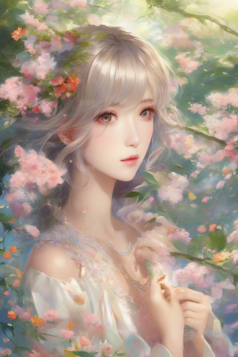 美丽少女与绚丽背景的完美碰撞