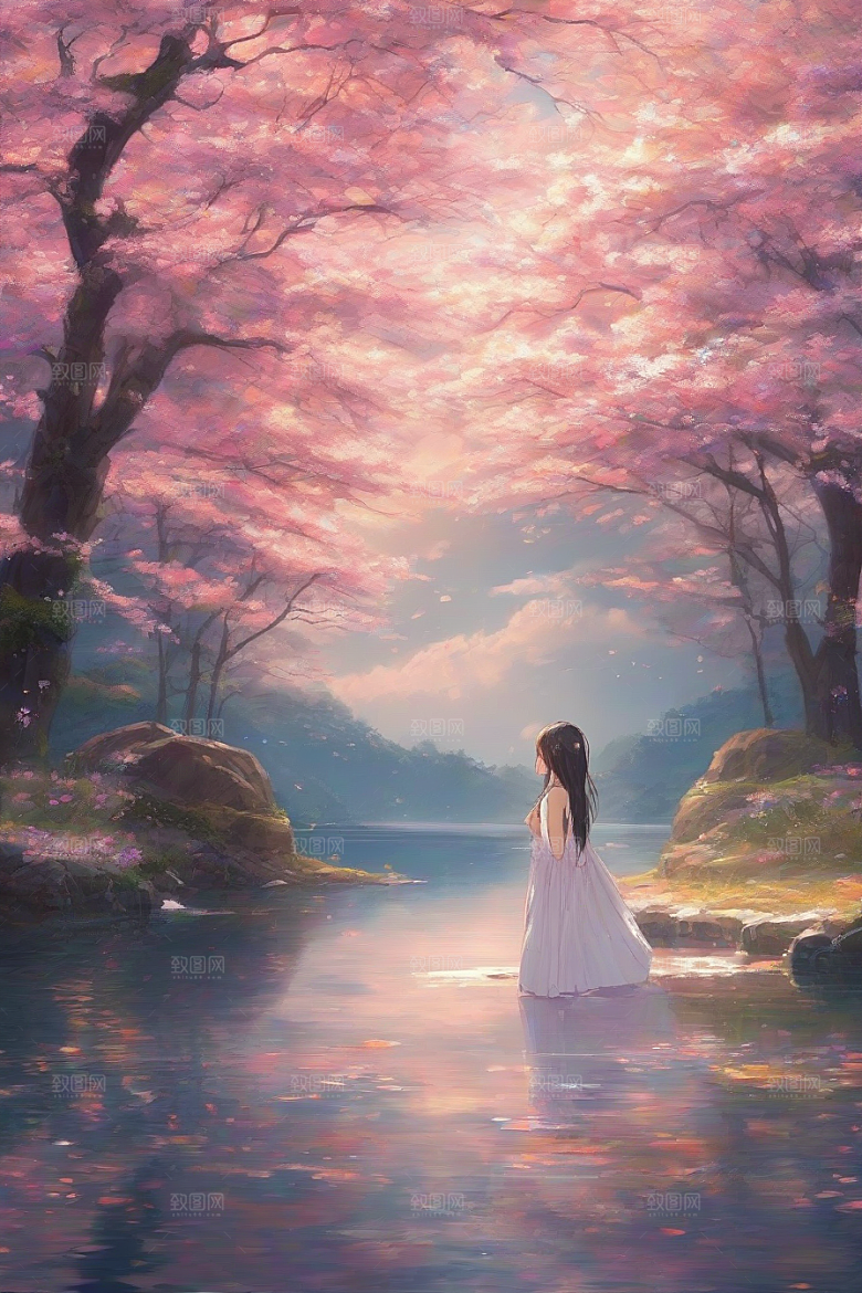 美丽少女与绚丽背景的完美碰撞