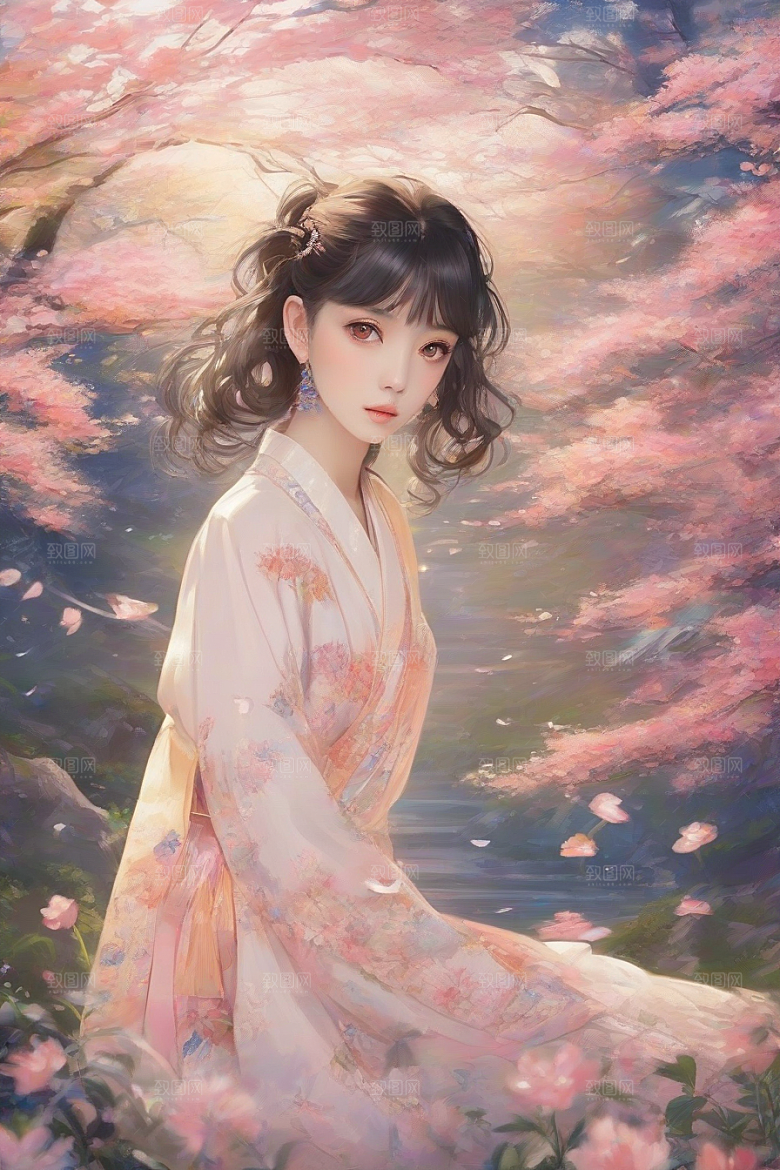 美丽少女与绚丽背景的完美碰撞