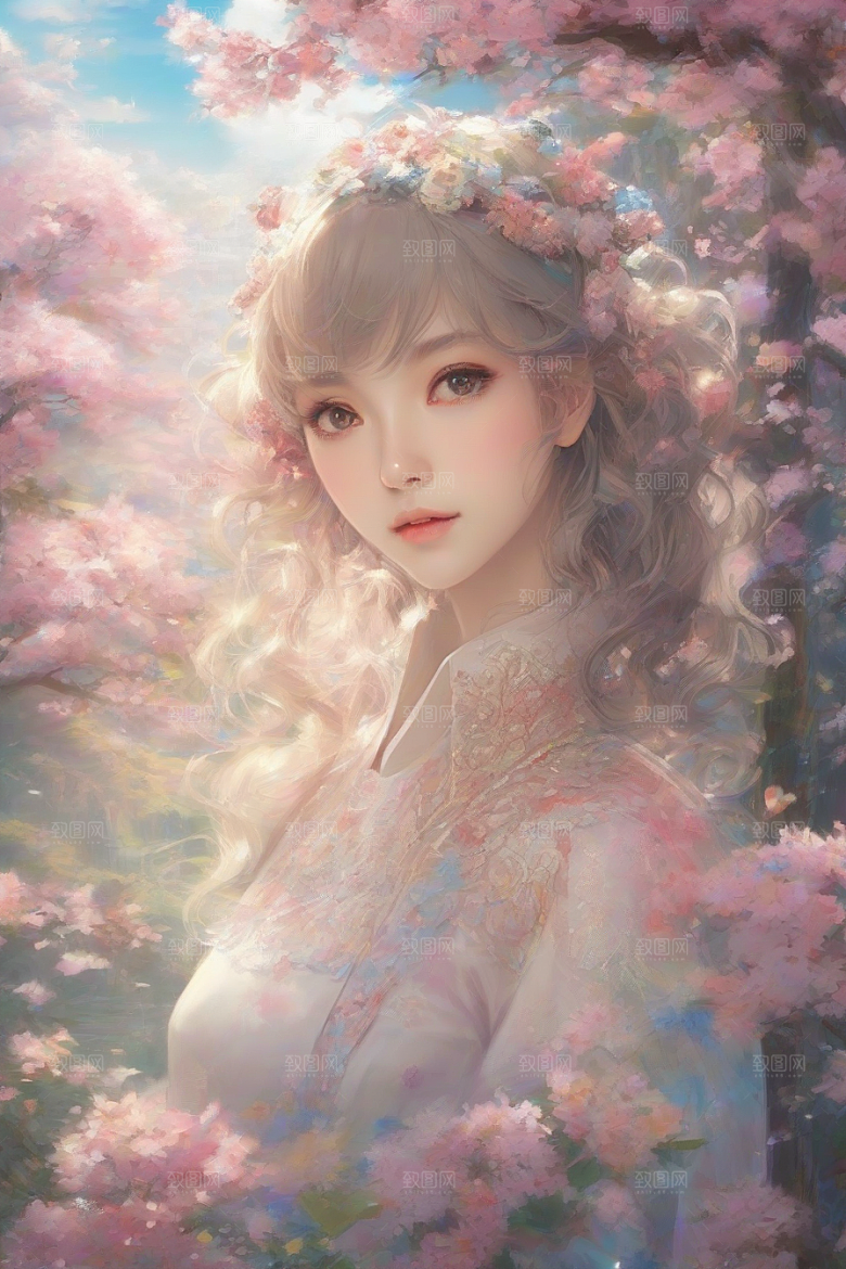 美丽少女与绚丽背景的完美碰撞