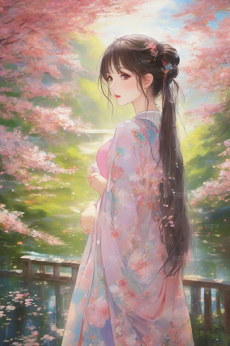 美丽少女与绚丽背景的完美碰撞