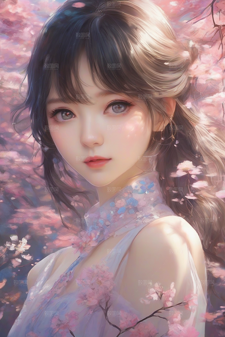 美丽少女与绚丽背景的完美碰撞