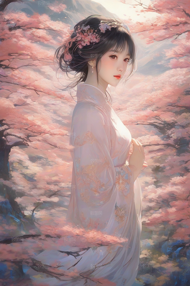 美丽少女与绚丽背景的完美碰撞