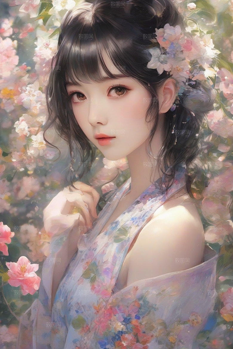 美丽少女与绚丽背景的完美碰撞