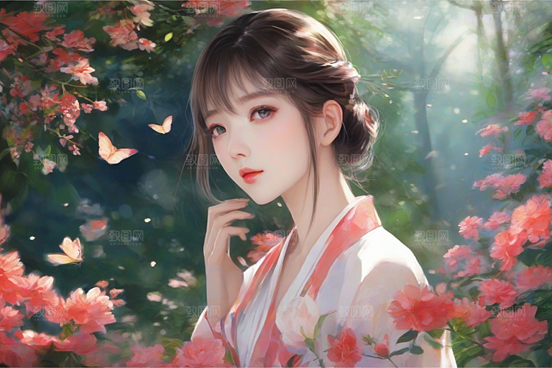 美丽少女与绚丽背景的完美碰撞