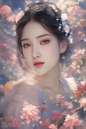 美丽少女与绚丽背景的完美碰撞