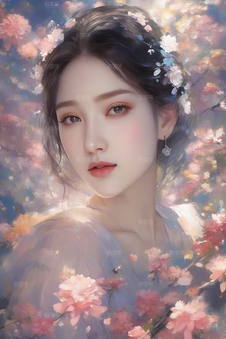 美丽少女与绚丽背景的完美碰撞