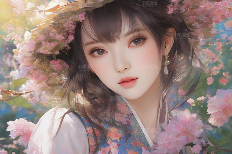 美丽少女与绚丽背景的完美碰撞