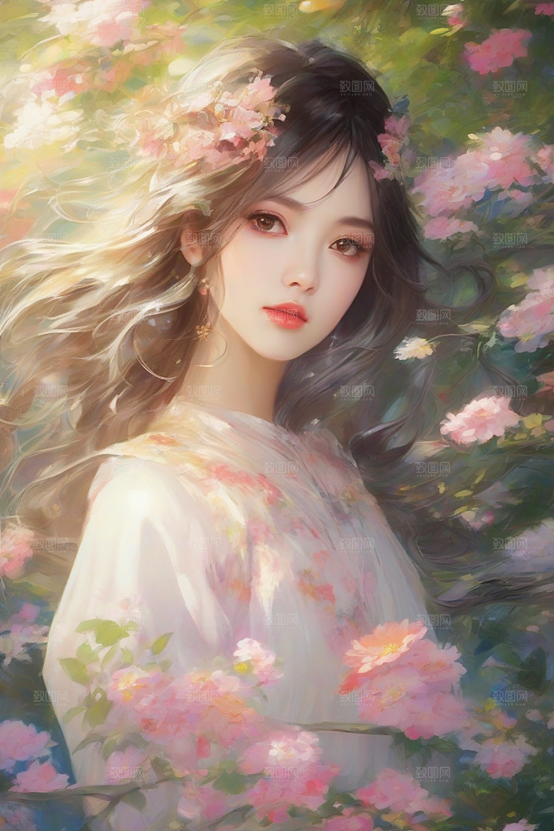 美丽少女与绚丽背景的完美碰撞