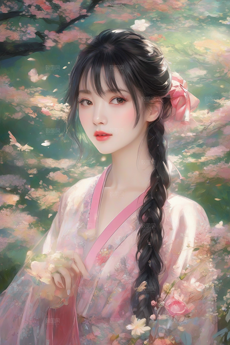 绚丽背景中的绝美女子尽显魅力