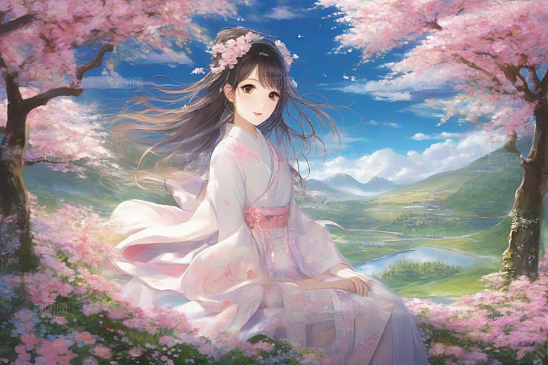 绚丽背景中的绝美女子尽显魅力