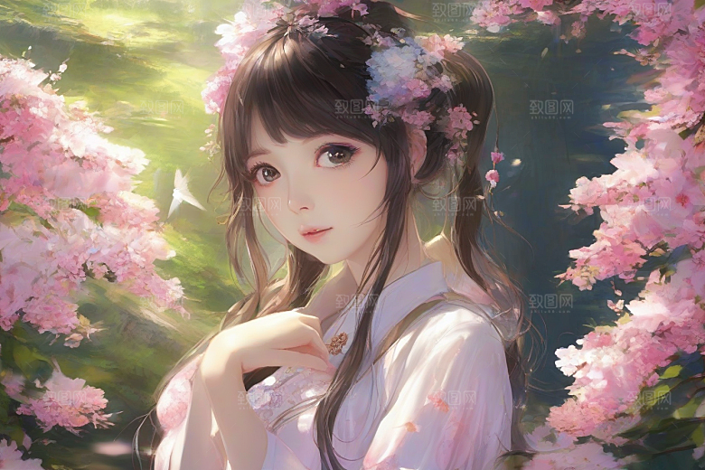 绚丽背景中的绝美女子尽显魅力
