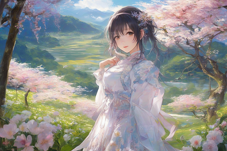 绚丽背景中的绝美女子尽显魅力